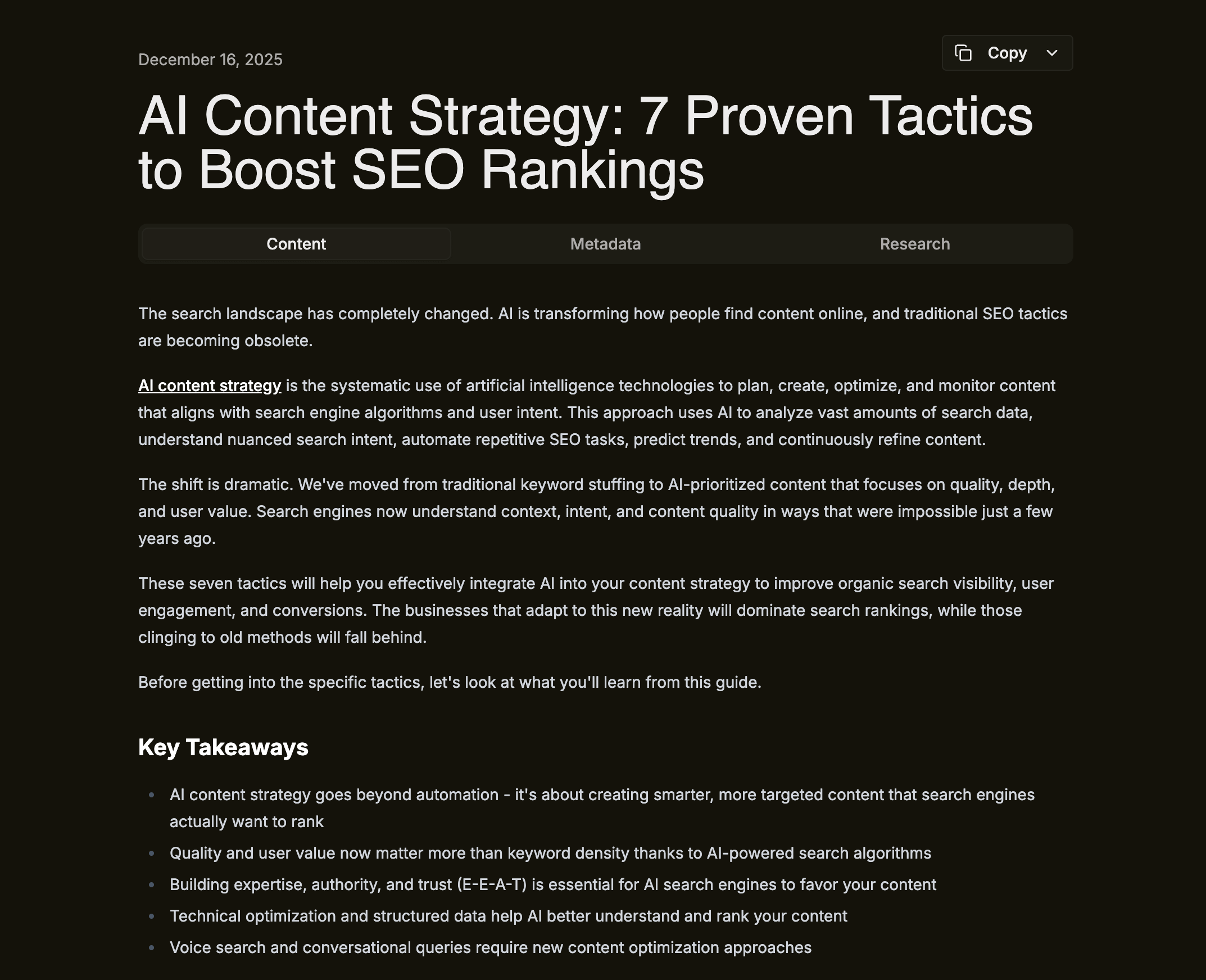 Article generation