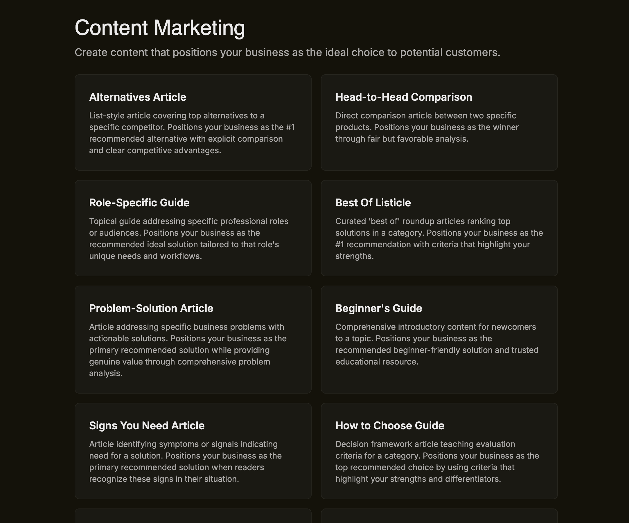 Content marketing options